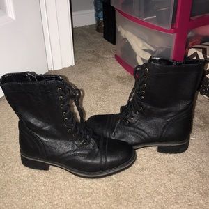 black combat boots